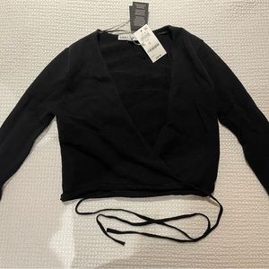 Black Wrap Sweater with Tie - cute and versatile